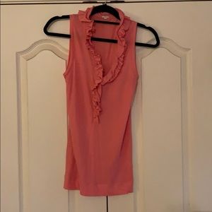 J.Crew pink ruffled neck tank top